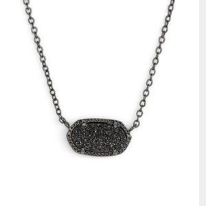 Kendra Scott Elisa Pendant Necklace in Black Drusy